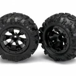 Traxxas Tires And Wheels Assembled Glued (Geode Black Beadlock Style Wheels Canyon AT Tires Foam Inserts) (1 Left 1 Right)