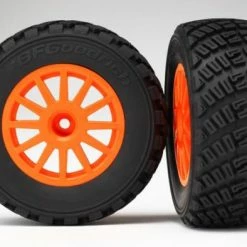 Traxxas Tires Wheels Assembled Glued (orange Wheels BFGoodrich Rally Gravel Pattern Tires Foam Inserts) (2) (TSM Rated)
