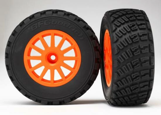 Traxxas Tires Wheels Assembled Glued (orange Wheels BFGoodrich Rally Gravel Pattern Tires Foam Inserts) (2) (TSM Rated)