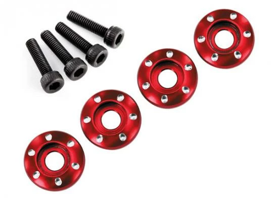 Traxxas Wheel Nut Washer - Machined Aluminum - Red / 3x12mm CS (4)