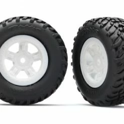 Traxxas Tires And Wheels Assembled Glued (SCT White Wheels SCT Off-road Racing Tires) (1 Each Right Left)
