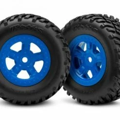 Traxxas Tires And Wheels Assembled Glued (SCT Blue Wheels SCT Off-road Racing Tires) (1 Each Right Left)