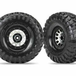 Traxxas Tires And Wheels Assembled (Method 105 Black Chrome Beadlock Wheels Canyon Trail 2.2 Tires Foam Inserts) (1 Left 1 Right)