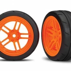 Traxxas Tires And Wheels Assembled Glued (split-spoke Orange Wheels 1.9 Response Tires) (front) (2) (VXL Rated)