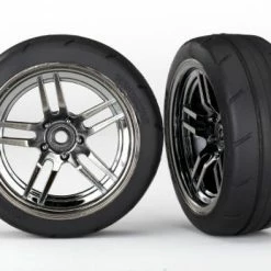 Traxxas Tires And Wheels Assembled Glued (split-spoke Black Chrome Wheels 1.9 Response Tires) (front) (2)