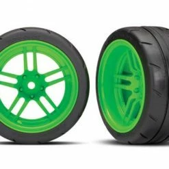 Traxxas Tires And Wheels Assembled Glued (split-spoke Green Wheels 1.9 Response Tires) (extra Wide Rear) (2) (VXL Rated)
