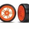 Traxxas Tires And Wheels Assembled Glued (split-spoke Orange Wheels 1.9 Drift Tires) (front)