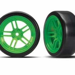 Traxxas Tires And Wheels - Glued (split-spoke Green - 1.9 Drift Tires