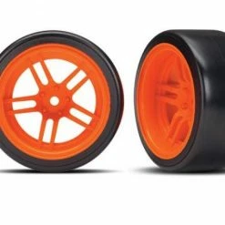 Traxxas Tires And Wheels - Glued (split-spoke Orange - 1.9 Drift Tire