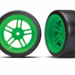 Traxxas Tires And Wheels - Glued (split-spoke Green - 1.9 Drift Tires