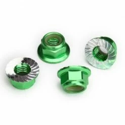 Traxxas Nuts 5mm Flanged Nylon Locking (aluminum Green-anodized Serrated) (4)