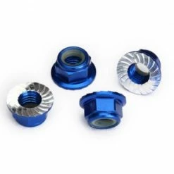 Traxxas Nuts 5mm Flanged Nylon Locking (aluminum Blue-anodized Serrated) (4)