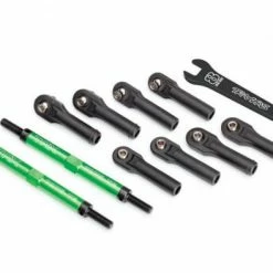 Traxxas Toe Links E-Revo VXL (TUBES Green-anodized 7075-T6 Aluminum Stronger Than Titanium) (144mm) (2)/ Rod Ends Assembled With Steel Hollow Balls (8)/ Aluminum Wrench 10mm (1)