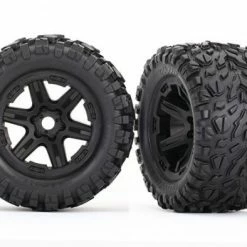 Traxxas Tires Wheels Assembled Glued (black Wheels Talon EXT Tires Foam Inserts) (2) (17mm Splined) (TSM Rated)
