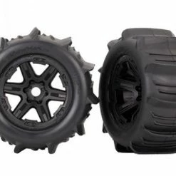 Traxxas Tires Wheels Assembled Glued (black 3.8 Wheels Paddle Tires Foam Inserts) (2) (TSM Rated)