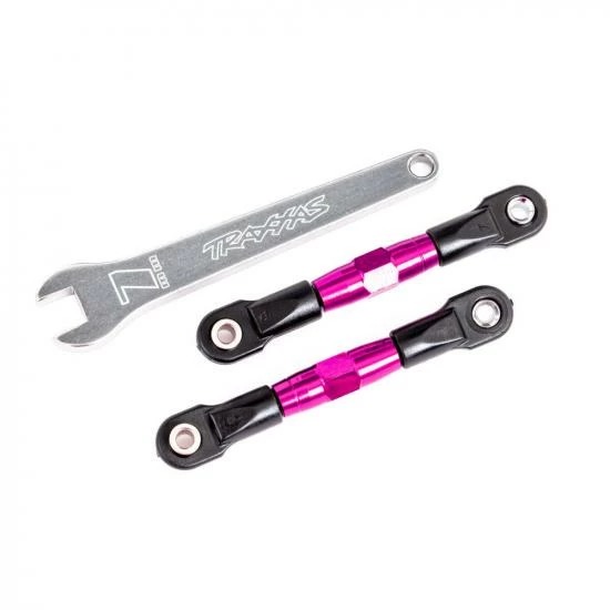 Traxxas Camber Links, Rear (TUBES Pink-anodised, 7075-T6 Aluminium, Stronger Than Titanium) (2) (assembled With Rod Ends And Hollow Balls)/ Aluminium Wrench (1) (fits Drag Slash)