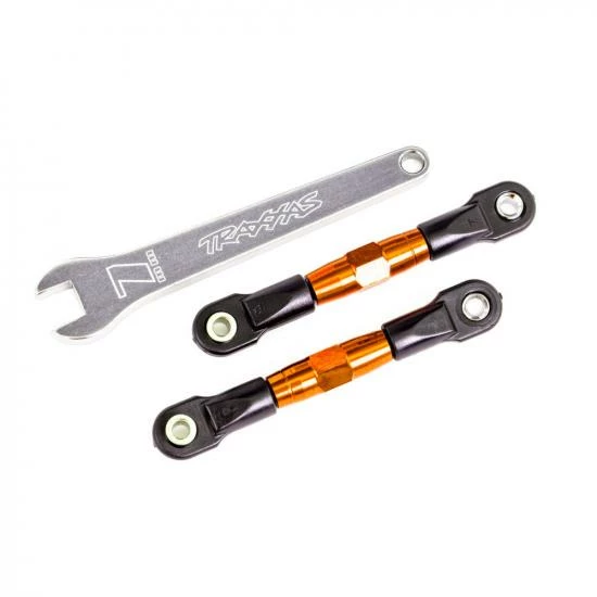 Traxxas Camber Links, Rear (TUBES Orange-anodised, 7075-T6 Aluminium, Stronger Than Titanium) (2) (assembled With Rod Ends And Hollow Balls)/ Aluminium Wrench (1) (fits Drag Slash)