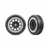 Traxxas Tyres + Wheels, Assembled (2.2 Graphite Gray, Satin Chrome Beadlock Wheels, Alias Ribbed 2.2 Tyres) (2) (Bandit Front, Medium Compound With Foam Inserts)