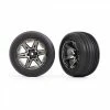 Traxxas Tyres + Wheels, Assembled, Glued (2.8) (RXT Black Chrome Wheels, Ribbed Tyres, Foam Inserts) (electric Front) (2)