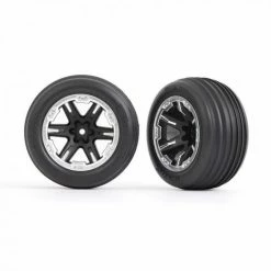 Traxxas Tyres + Wheels, Assembled, Glued (2.8) (RXT Black + Satin Wheels, Ribbed Tyres, Foam Inserts) (electric Front) (2)