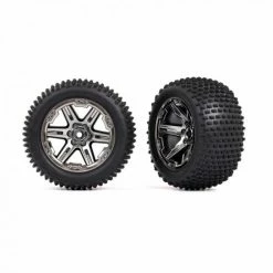Traxxas Tyres + Wheels, Assembled, Glued (2.8) (RXT Black Chrome Wheels, Alias Tyres, Foam Inserts) (2WD Electric Rear) (2) (TSM Rated)
