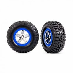 Traxxas Tyres + Wheels, Assembled, Glued (SCT Chrome, Blue Beadlock Style Wheels, BFGoodrich Mud-Terrain T/A KM2 Tyres, Foam Inserts) (2) (2WD Front)