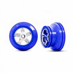 Traxxas Wheels, SCT Chrome, Blue Beadlock Style, Dual Profile (2.2 Outer, 3.0 Inner) (2) (2WD Front Only)