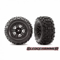 Traxxas Sledgehammer TSM Rated Tyres Pre Glued On 2.8 Black Wheels - 1 Pair