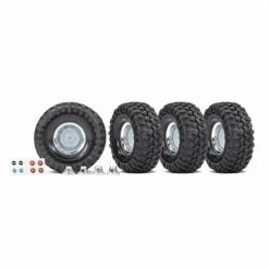 Traxxas Tyres And Wheels, Assembled, Glued (19 Chrome Wheels, Canyon Trail 46x19 Tyres) (4 Pcs)/ Center Caps (4 Pcs)/ Decal Sheet (requires 8255A Extended Stub Axle)