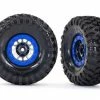 Traxxas Tyres And Wheels, Assembled, Glued (Method 105 19 Black Chrome, Blue Beadlock Style Wheels, Canyon Trail 46x19 Tyres, Foam Inserts) (1 Left, 1 Right)