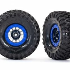 Traxxas Tyres And Wheels, Assembled, Glued (Method 105 19 Black Chrome, Blue Beadlock Style Wheels, Canyon Trail 46x19 Tyres, Foam Inserts) (1 Left, 1 Right)