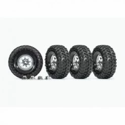 Traxxas Tyres And Wheels, Assembled, Glued (19 Classic Chrome Wheels, Canyon Trail 46x19 Tyres) (4 Pcs)/ Center Caps (4 Pcs) (requires 8255A Extended Stub Axle)