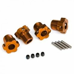 Traxxas Wheel Hubs, Splined, 17mm (orange-anodized) (4)/ 4x5 GS (4)/ 3x14mm Pin (4)