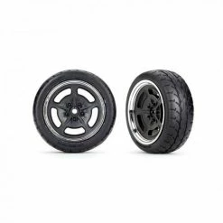 Traxxas Tyres And Wheels, Assembled, Glued (black With Chrome Wheels, 19 Response Tyres) (front) (2)