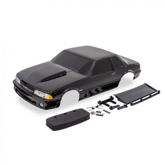 Traxxas Body, Ford Mustang, Fox Body, Black (painted, Decals Applied) (includes Side Mirrors, Wing, Wing Retainer, Rear Body Mount Posts, Foam Body Bumper, + Mounting Hardware)