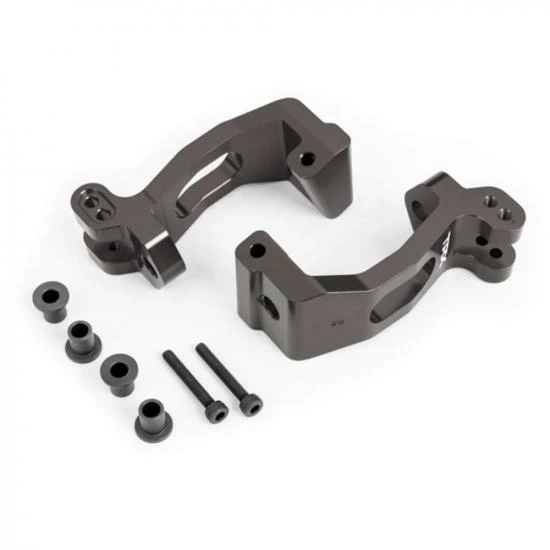 Traxxas Caster Blocks (c-hubs), 6061-T6 Aluminium (dark Titanium-anodised), Left + Right/ Kingpin Bushings (4)