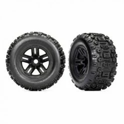 Traxxas Tyres And Wheels, Assembled, Glued (38in Black Wheels, Sledgehammer Tyres, Foam Inserts) (2)
